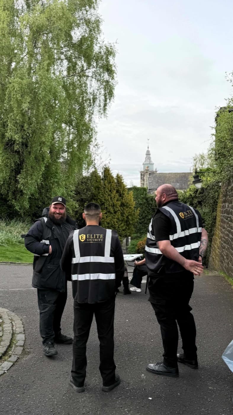 Elite Security officers on duty outside a historic venue